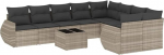 10-teiliges Garten-Sofagarnitur Hellgrau Poly Rattan Ecksofa Mittelsofa Couchtisch mit Glasplatte abnehmbaren Kissen platzsparendes Modular-Set f&uuml;r Balkon Terrasse und Garten