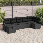 Homgoday Garten-Sofa-Set Schwarz Poly Rattan 287x122x85cm f&uuml;r Terrasse und Sommer Model3360534