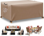 Aiam&ouml;&ouml;bli kate Veekindel Presentkate aiam&ouml;&ouml;bel Tuulekindel Anti-UV Raske 420D Oxfordi kangas istumisgrupi aialauad Patio m&ouml;&ouml;bel Khaki 220 x 140 x 74 cm 220 x 140 x 74 cm