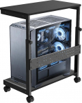 PC St&auml;nder H&ouml;henverstellbar, PC Halterung mit Rollen, Metall PC Schrank f&uuml;r PC Tower, Beistelltisch mit Rollen f&uuml;r Laptop