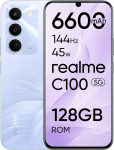 realme C100 5G nutitelefon 128GB ROM Titanium aku 6600mAh ja kiirlaadimine 45W mobiiltelefoni 144Hz Ultra Bright Android 16 l&ouml;&ouml;gikindel s&otilde;jav&auml;e p&ouml;&ouml;rdlaadimine 6.5W IP64