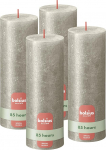 Bolsius Rustic Pillar Candles - Shimmer Champagne - 4 tk - 19 x 7 cm - Dekoratiivk&uuml;&uuml;nlad - P&otilde;lemisaeg 85 tundi - L&otilde;hnastamata - Sisaldab naturaalset taimset vaha - Ilma palmi&otilde;lideta