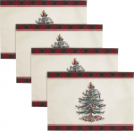 Spode - P&uuml;hadekoratsioon, 4 taldrikut, komplekt (Spode J&otilde;ulupuu Tartan kollektsioon)