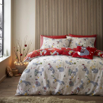 Fusion - J&otilde;ulupadjap&uuml;&uuml;r - King Size (230 x 220 cm) - Forest Fox Duvet Cover - Reversible Design (2 v&auml;rvi) - Christmas Bedding with Animals - Christmas Tree Print Bedding Sets
