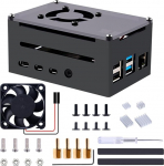 GeeekPi alumiiniumist korpus Raspberry Pi 4 jaoks, POE HAT korpus 40 mm ventilaatoriga ja 4 jahutusradiaatoriga Raspberry Pi 4 mudelile B 8GB/4GB/2GB, toetus PoE m&uuml;tsile