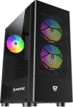 Nfortec - CAELUM Mid-Tower (ATX) Gaming PC korpus, 3x 120mm ARGB ventilaatoritega, esiosa v&otilde;rk, k&uuml;lgmine karastatud klaas, must
