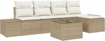 Rantry 6-teiliges Garten Sofa Set mit Kissen Braun Poly Rattan Gartenlounge Model3347031