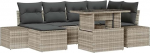 Rantry 7-teilige Garten Sofa Set mit Kissen Hellgraues Poly Rattan Gartenlounge Model3349218