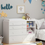 PREMTURE Changing Table with 5 Drawers, Baby Chest of Drawers with 2 Open Storage Spaces, Baby Furniture, Changing Table for Baby Room, Bedroom, White, 120 x 50 x 91.5 cm