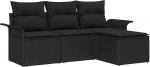 Rantry Model3345313 4-osaline aiasohva komplekt koos pehmendusega mustast pol&uuml; rotangist aiasaali