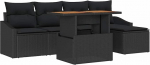 6-teiliges Garten Diivan Set mit Kissen Schwarz Poly Rattan Gartenlounge Model3358564