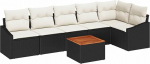 Rantry 7-teiliges Garten-Sofa-Set mit Kissen in Schwarz aus Poly-Rattan und Akazie Gartenlounge Model3356507