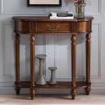 Konsolentisch Holz mit Schublade und Offenem Ablagefach, Telefontisch Schmal, Flur Kommode Schmal f&uuml;r Eingangsbereich, Foyer, Flur(Brown,100x24x88cm/39x9x35in)