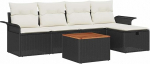 Rantry 6-teiliges Garten-Sofa Set mit Kissen Schwarz Poly Rattan Gartenlounge Model3359446