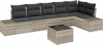 Rantry 7-teiliges Garten-Sofa-Set mit Kissen Grau Poly Rattan Gartenlounge Model3347092