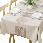 Plenmor Heavy Vinyl Tablecloth for Rectangle Tables Wipe Clean Oil and Waterproof Stain Resistant Mildew Proof Geometric 54" x 73"