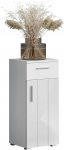 trendteam smart living - Wons - Standing Cabinet - White/White High Gloss - Timeless Bathroom Cabinet - (W x H x D) 37 x 83 x 31 cm - Silver-Coloured Handles - Scratch-Resistant