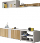 Habitdesign, Ecco elutoa m&ouml;&ouml;blikomplekt, kaasaegne seinakapp koos telerikapiga, paindlik paigaldus paremale v&otilde;i vasakule, Artic valge ja naturaalse puidu v&auml;limusega, m&otilde;&otilde;tmed: 180 x 40 x 33 cm (S x K x S), mudel Ecco