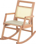 Memomad Rocking Chair Made of Solid Wood (Eucalyptus), UV-Resistant Wicker, for Indoor and Outdoor Use, Ergonomic Design, Chestnut/Natural Colour, 94 x 57 x 90 cm