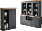 Furn.Design Ribera Living and Dining Room Set in Grey and Wotan Oak, Country House Living Combination 2-Piece Buffet Cabinet and Chest of Drawers