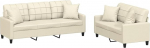 Creme Kunstleder 2- ja 3-Sitzer-Sofa mit Polstern, 198 cm, Wohnzimmer Model3201389
