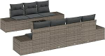 Rantry 8-teiliges Garten Sofa Set mit Kissen Grau Poly Rattan Gartenlounge Model3346969