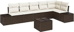 Rantry 6-teiliges Garten-Sofa Set mit Kissen Grau Poly-Rattan Gartenlounge Model3347088
