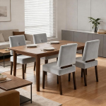 HOMRELEXA Puidust s&ouml;&ouml;gitoolide komplekt, 4 tooli, k&ouml;&ouml;gitoolid, s&ouml;&ouml;gitoolid pilviselt pehme istmepolstriga ja tugevdatud struktuuriga, k&ouml;&ouml;ki/elutuppa/ s&ouml;&ouml;gisaali, lihtne kokku panna, Hall