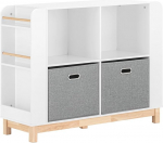SoBuy KMB85-W laste riiul, raamaturiiul, lastetoa riiul, hoiuriiul lastele, lastetuba, m&ouml;&ouml;bel, valge / naturaalne, laius umbes 100 x 80 x 35 cm