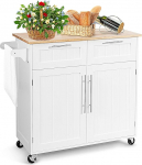 GIANTEX k&ouml;&ouml;gik&auml;ru koos t&ouml;&ouml;tasapinnaga, k&ouml;&ouml;gikapp ratastel, puidust serveerimisvanker koos r&auml;tikuhoidjaga, teisaldatav k&ouml;&ouml;gisaar, k&ouml;&ouml;gik&auml;ru 2 sahtliga, k&ouml;&ouml;gik&auml;ru k&ouml;&ouml;giviljak&auml;ru