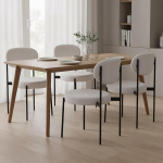 chairus S&ouml;&ouml;gitoa toolid komplekt 4 Faux Fur K&ouml;&ouml;gitoolid Moodne polsterdatud tool S&ouml;&ouml;gitoa aksessuaaritoolid metallist jalgadega k&ouml;&ouml;ki elutuppa (valge-4)