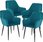 [en.casa] Hollola s&ouml;&ouml;gitoa toolid 4 k&ouml;&ouml;gitoolist koosnev komplekt Sametist s&ouml;&ouml;gitool S&ouml;&ouml;gitoa pehmendusega s&ouml;&ouml;gitoa tool Metalljalad K&ouml;&ouml;gitool k&auml;etoega Polsterdatud tool T&uuml;rkiissinine tool