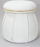 Qiyano Pouf Stool Cuddly Teddy kangas valge koonusekujuline seenekujuline elutuppa, magamistuppa, lastetuppa, kunstnahast kaunistus kuldne, k&otilde;rgus umbes 55 cm, v&auml;rv: valge