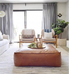 Suur ruudukujuline nahast pouf - k&auml;sitsi valmistatud naturaalne lehmanahk Maroko stiilis elutuba Ottomani (ainult kate, 30x30x16cm)