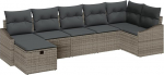 Rantry 7-teiliges Garten Sofa Set mit Kissen Grau Poly Rattan Gartenlounge Model3360630