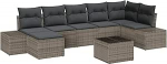 7-teiliges Garten Sofa Set mit Kissen schwarz Poly Rattan Gartenlounge Model3355828