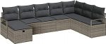8-teiliges Garten Sofa Set mit Kissen Grau Poly Rattan, 2-Sitzer Garten Sofa mit Kissen Grau Poly Rattan Gartenlounge Model3359228