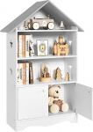WOLTU KR006 laste riiul, lukustatava uksega m&auml;nguasjade riiul, 3 riiulit, raamaturiiul lastele, mitmeotstarbeline puidust hoiuriiul lastetoas (valge)