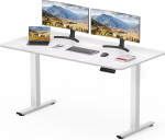 SANODESK elektriline t&ouml;&ouml;laud 120 x 60 cm lauaplaadiga (konksuga/pudelihoidjaga), seisev laud, reguleeritava k&otilde;rgusega laud, m&auml;lufunktsiooniga, kodukontorisse (valge)