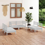 6-TLG. Garten-Lounge-Set Balkon M&ouml;Bel Lounge Set Lounge-Sofagarnitur Garten M&ouml;Bel Drau&szlig;En Gartenlounge-Set Wei&szlig; Massivholz Kiefer