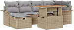 Rantry 7-teiliges Garten-Sofa-Set mit Kissen Beige Poly-Rattan Gartenlounge Model3359913