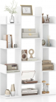 COSTWAY puukujuline raamaturiiul 13 lahtise lahtise sektsiooniga seisev riiul elutuppa v&otilde;i kontorisse, vintage pruun, 86 x 24,5 x 141 cm, valge