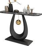 Generisch Schmaler Konsolentisch mit Rockboard-Platte und Eisengestell, moderner Eingangstisch mit abgerundeten Kanten und geschwungenen Seiten, eleganter Goldener Akzent f&uuml;r Flur und Eingangsbereich