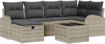 7-teiliges Garten-Sofa-Set mit Kissen Hellgrau Poly-Rattan, 2-Sitzer Garten-Sofa mit Stauraum & Kissen Hellgrau Poly-Rattan Gartenlounge Model3360423