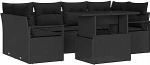 7-teiliges Garten-Sofa-Set mit Kissen schwarzes Poly-Rattan, 2-Sitzer Garten-Sofa mit Stauraum & Kissen schwarzes Poly-Rattan Gartenlounge Model3357496