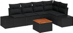Gartensofa-Set mit Kissen 6 tk Schwarz Poly-Rattan Gartenm&ouml;bel Model3347961