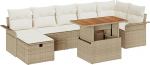 8-teiliges Garten-Sofaset mit Kissen Beige Poly Rattan Gartenlounge Model3359921