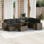 Garten-Sofagarnitur Ecksofa & Mittelsofa, PE-Rattan Grau, 62x62x69 cm, f&uuml;r Terrasse und Innenhof Model3269360