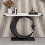 Moderner Konsolentisch mit stabilem Metallfu&szlig; und eleganter Marmorplatte, perfekt f&uuml;r Flur, Eingangsbereich oder hinter der Couch