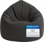 BuBiBag Bean Bag for Children 5-6 Years, Seat Cushion for Relaxing or as a Gaming Bean Bag, Supplied with Filling (100 cm Diameter, Black)